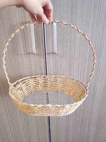 Rustic Woven Gift Basket with Tall Handle