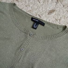 Mango Knitwear Cardiger Shimmer Shinning Dusty Gre