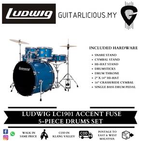 Ludwig LC1901 Accent Fuse 5-Piece Drums Set - Blue