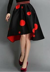 High Waisted Polka Dot Asymmetrical Skirt