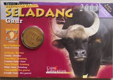 Malaysia coin card Animal series Seladang Gaur