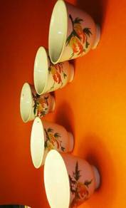 BEAUTIFUL, RARE, HAND-PAINTED 5pc VINTAGE teacups