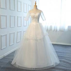 White long sleeve wedding bridal dress gown RB0939