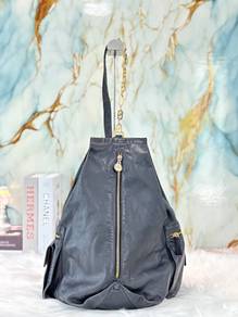 Versace Black Leather Medusa Sling Bag in GHW
