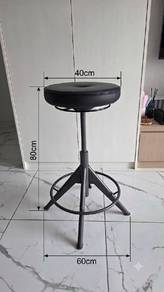 Adjustable Swivel Bar Stool Chair Black PU Leather