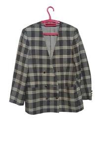 48.Vintage Plaid Blazer Grey Black White