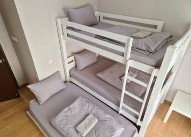 double storey wooden bedframe