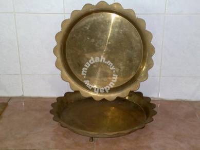 Antique brass tray dulang tembaga 12"