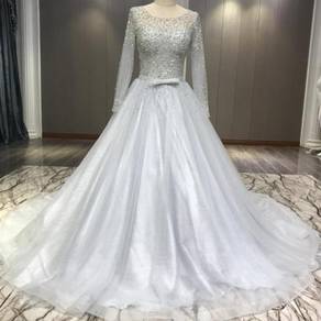 Grey long sleeve wedding prom dress RB0354