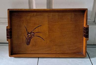 Vintage Japanese Sakura Wood Tray 1970s 
