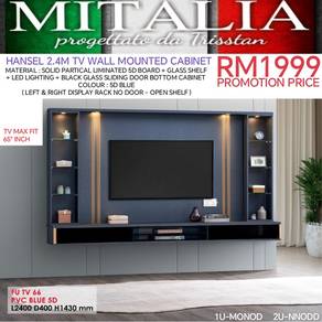 Tv Cabinet 2.4m Modern Design Berkualiti | Rak Tv