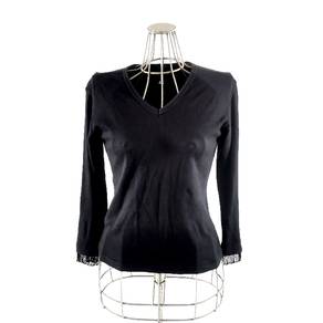 ANNA SUI V-neck long sleeve fringe beads cuffs top