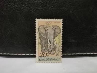 1976 Czechoslovakia Stamp Elephant Animal
