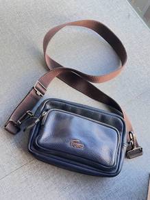 Lacoste Men’s Leather Crossbody Bag – Navy Blue