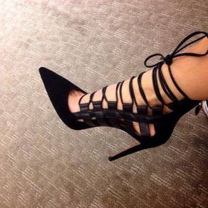 Black nude pink pointed party heels 11.5cm RBH0173