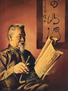 Oil Painting by Len gen.yang – Scholar with Pipe 