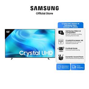 Samsung 55” Crystal UHD U8000H 4K Smart TV (2026)
