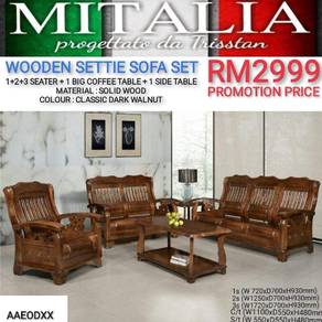 Classic Wooden Settie Sofa Set Berkualiti