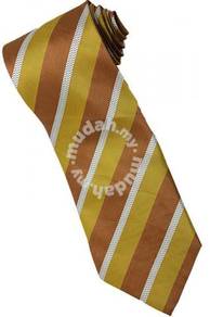 EBR1 Gold Brown White Striped Formal Neck Tie