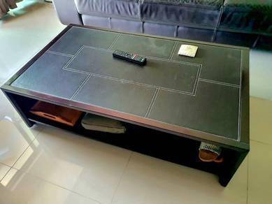 Sofa Coffee Table Leather and Wood