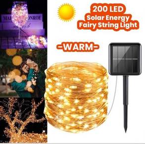 WARM WHITE SOLAR LiGHT 200 LED 20M LAMPU GARDENS