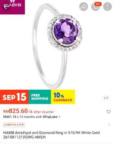 Habib white gold amethyst&diamond ring
