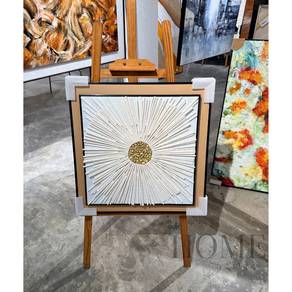 Geometric Wood Block Wall Art , Black Frame (A)