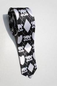 SLIM Kawaii Emo Girls Skull Crossbones WB Neck Tie