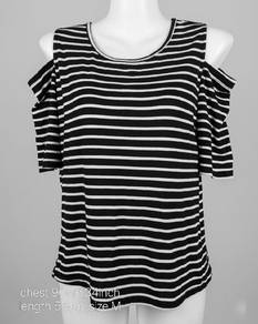 Striped Cold Shoulder Top - Size M