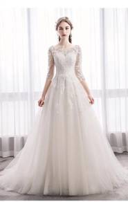 White long sleeve wedding dress gown RB1505