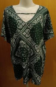 Green Paisley Print Top with Lace Detail
