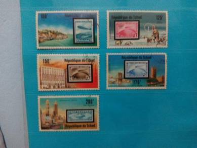 5 Pcs Chad Stamps Retrospective Zeppelin