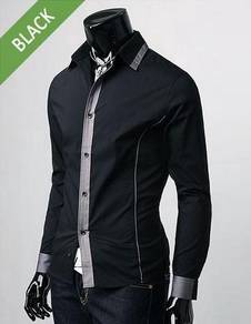 P0538 KEMEJA HITAM BLACK CASUAL LONG SLEEVE SHiRT