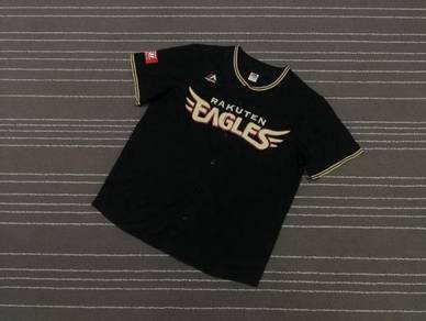 R eagles hitam baseball jerseys saiz M