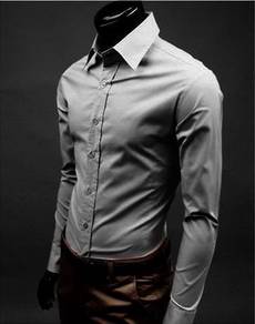 A0530 DARK GREY FORMAL BUSINESS PLAIN OFFICE SHiRT