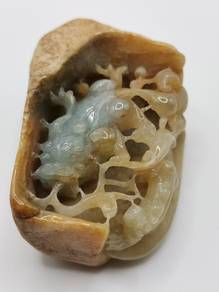 Icy Light Green & Yellow Jadeite Jade Hand Piece