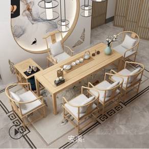 Light Brown DINING TABLE SET Rectangle Long Desk