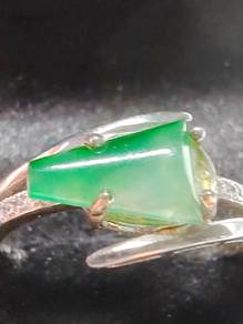 Giok Jadeite Jed Bunga Hijau Terapung Burma Alami