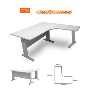 5' L Shape Writing Table Wtih Metal J Leg