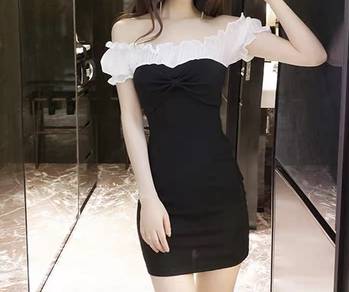 black white dinner dress