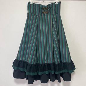 Lolita Green Skirt Stripe with free petticoat
