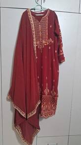 Maroon Punjabi Suit Full Set