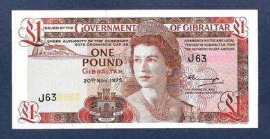 Gibraltar 1 Pound Queen Elizabeth 1975 - P20a