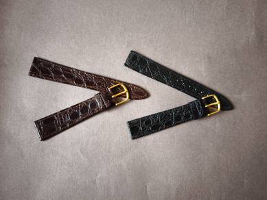 Vintage Crocodile Style Leather Watch Strap