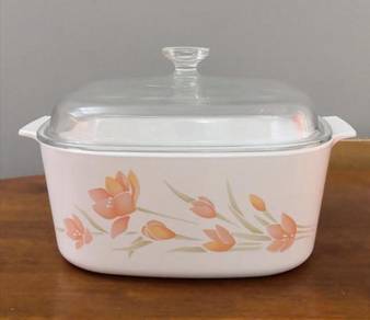 Mangkuk corningware peach floral casserole bowl 5l