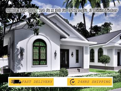 PELAN RUMAH HOMESTAY (24 x 38 kaki) 912 kps TH-001