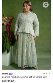 Zephnie Plus Embroidered Set With Flare Skirt
