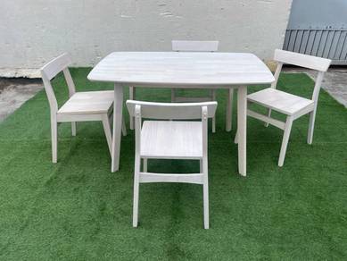 TM47WW1P NEW * Meja Kerusi Makan Kayu Getah 1+4