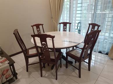 Round Dining Table (Marble) with 6 chairs