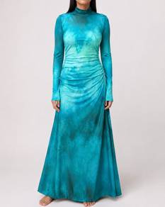 Turquoise Long Sleeve Maxi Dress